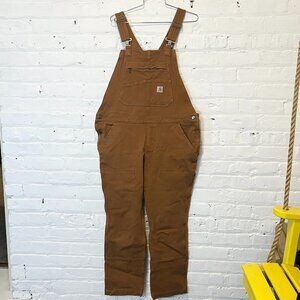 Carhartt Women's Rugged Flex Loose Fit Canvas Bib Overalls Size L (12-14)